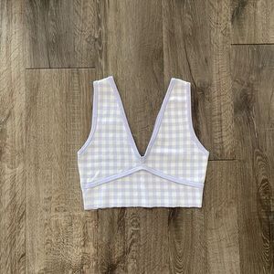 Zara Lavender Gingham Crop Top